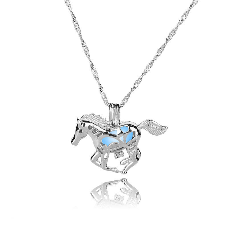 Gloeiende Paard Hanger Ketting met Galopperend Paard Motief