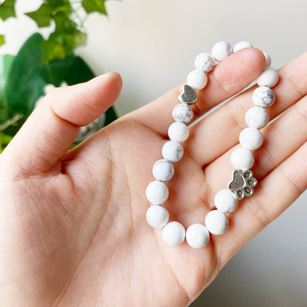 Handgemaakt Paw Natuurlijk Steen Armband met Hartbedel