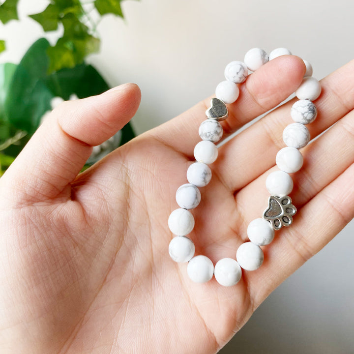 Handgemaakt Paw Natuurlijk Steen Armband met Hartbedel