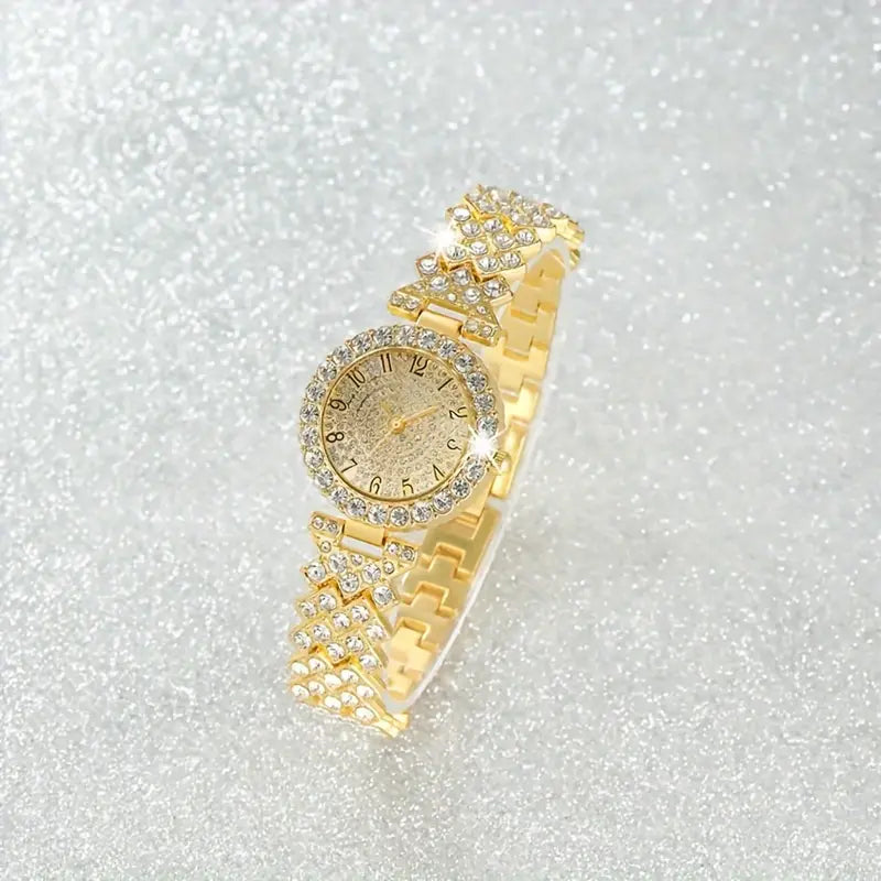 Luxe Radiance Gouden Horloge en Armbandenset | Goud