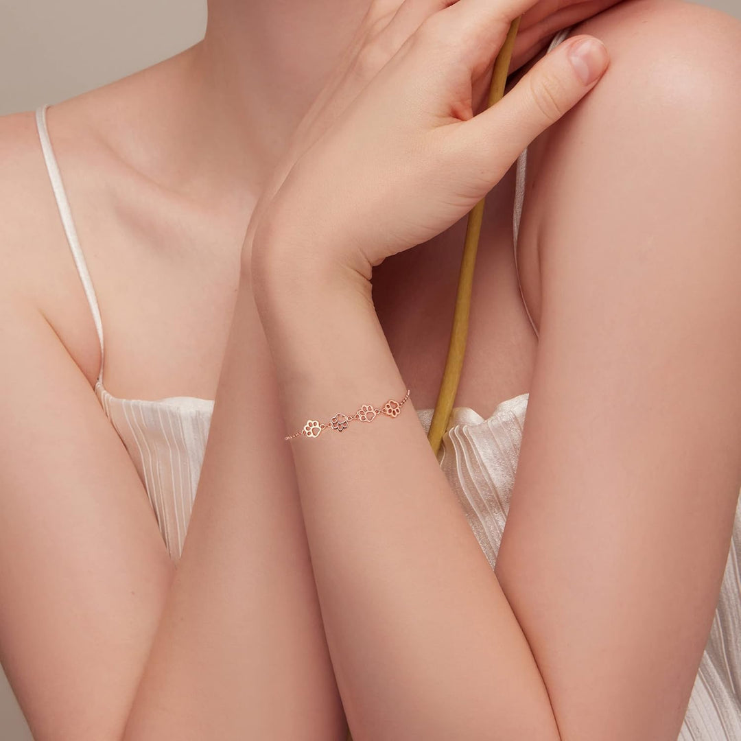 Sterling Zilveren Hondenpoot Afdruk Armband – Verstelbare Armband