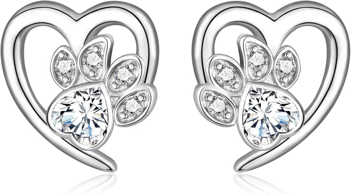 Oorbellen met Pootafdrukken en Hart – Hond en Kat Liefde Sieraden