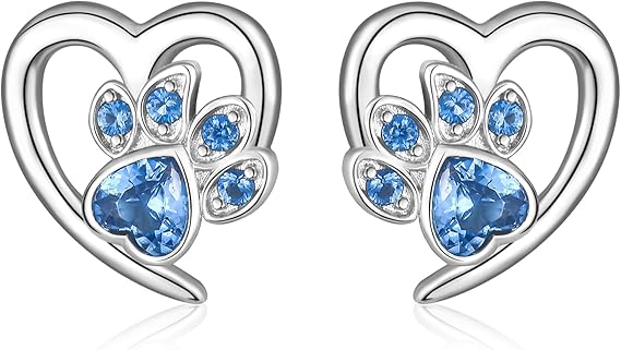 Oorbellen met Pootafdrukken en Hart – Hond en Kat Liefde Sieraden