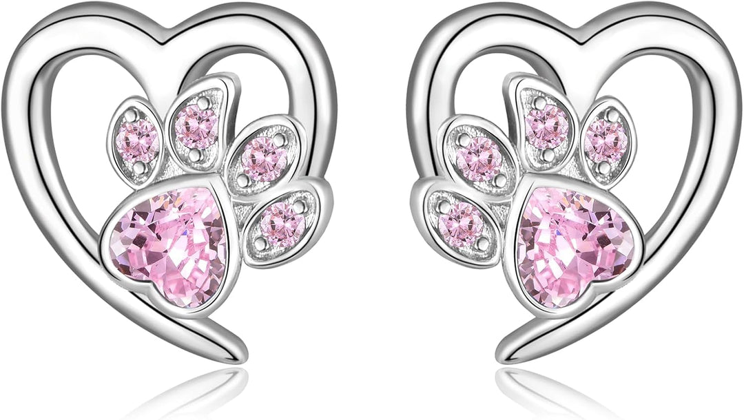 Oorbellen met Pootafdrukken en Hart – Hond en Kat Liefde Sieraden