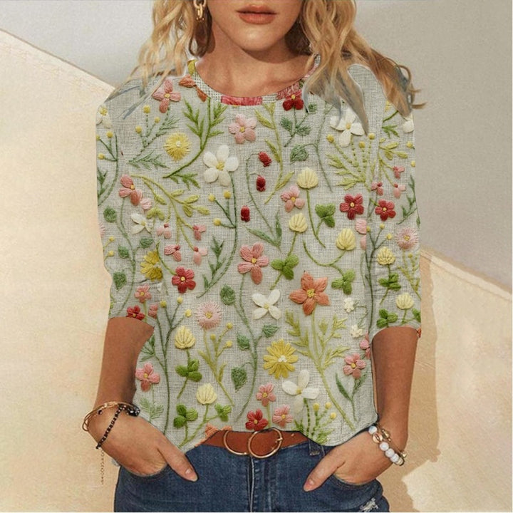 Emmy - Sweater met geborduurde bloemenprint