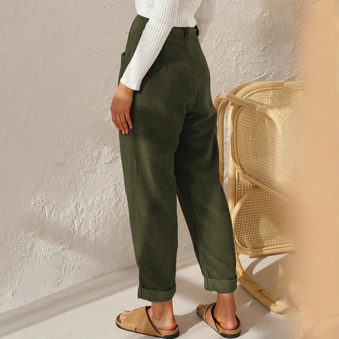 Alette - Textured Corduroy Tapered Broek