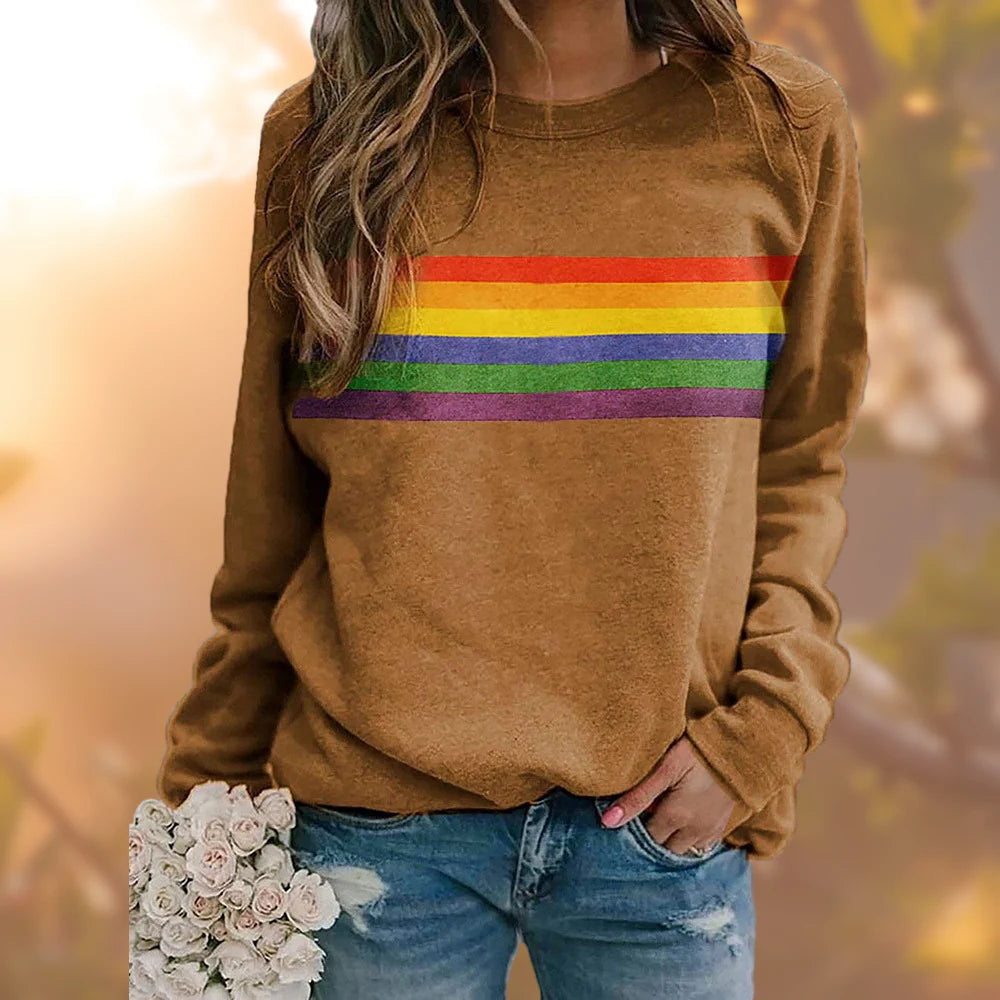 Josefien - Grafisch Sweatshirt met Regenboogstreep