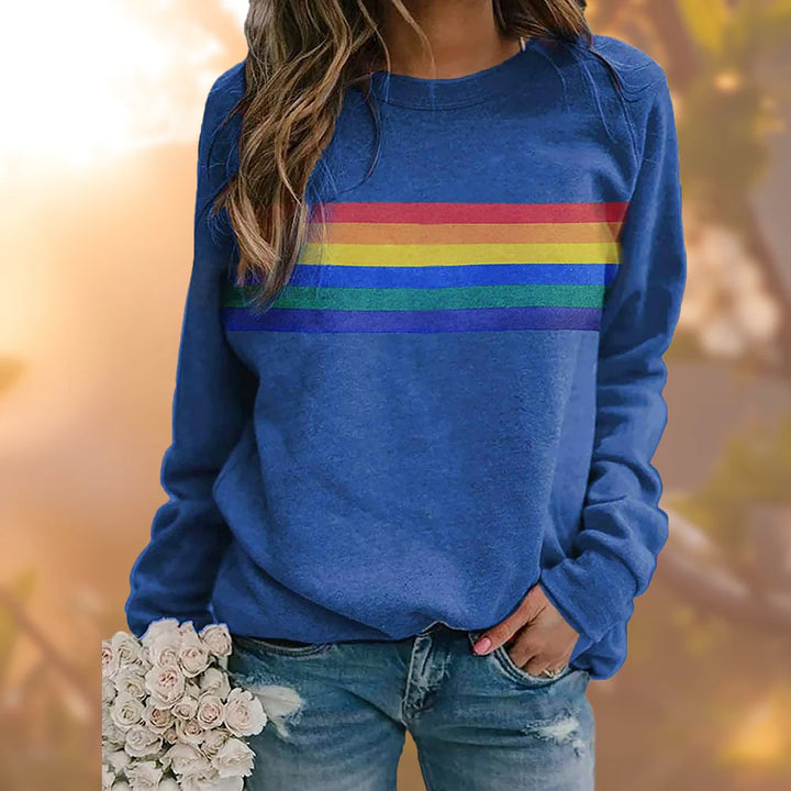 Josefien - Grafisch Sweatshirt met Regenboogstreep