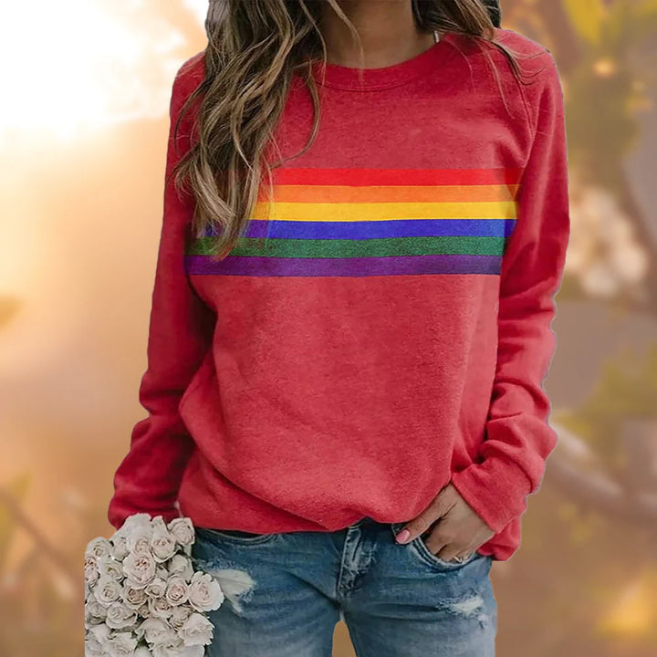 Josefien - Grafisch Sweatshirt met Regenboogstreep