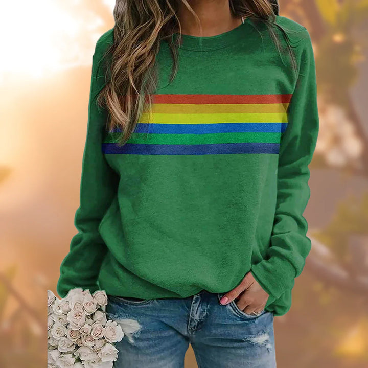 Josefien - Grafisch Sweatshirt met Regenboogstreep