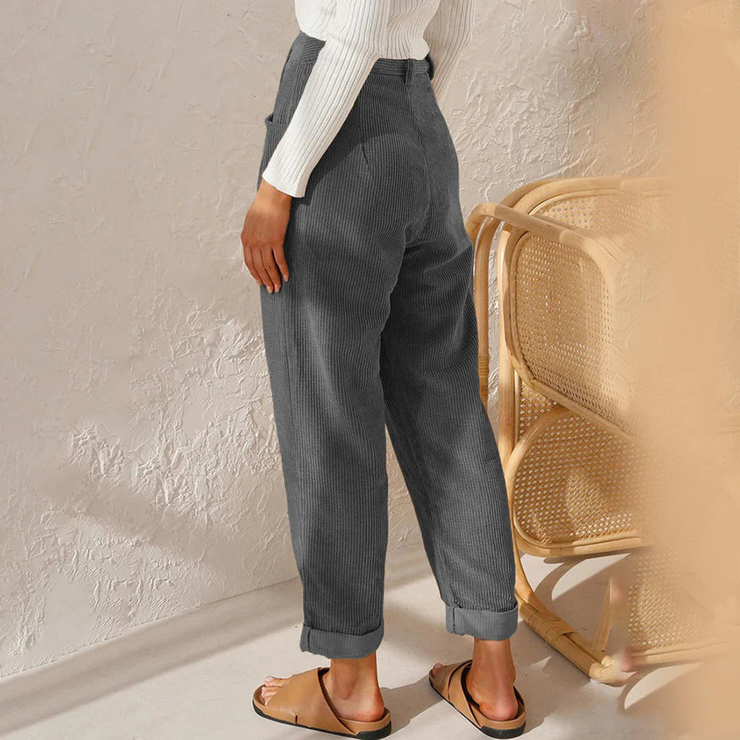 Alette - Textured Corduroy Tapered Broek