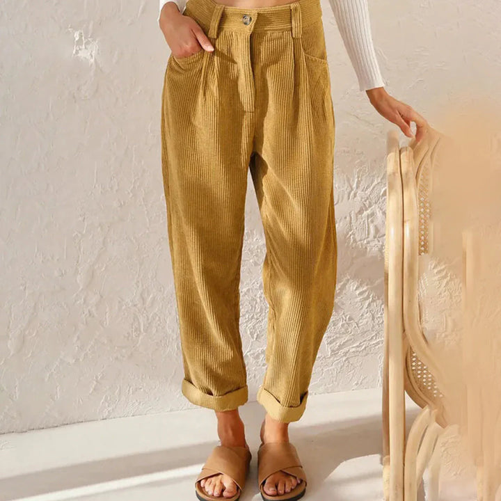 Alette - Textured Corduroy Tapered Broek