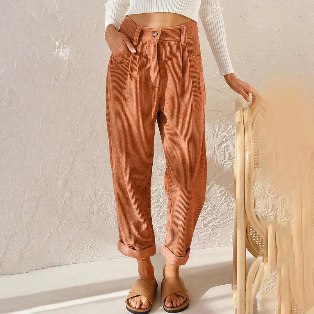 Alette - Textured Corduroy Tapered Broek