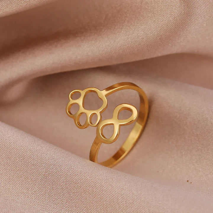 Verstelbare Infinity Poot Ring van RVS – Symbolische Partnerring voor Vrouwen