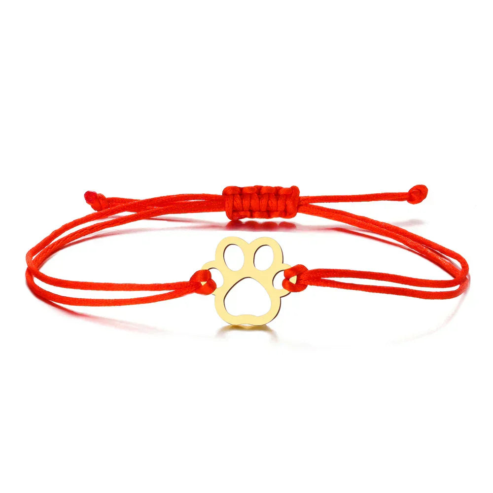 Verstelbare Poot Armband met Zwart en Rood Koord