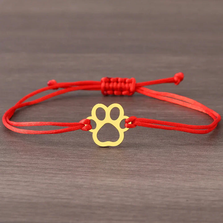 Verstelbare Poot Armband met Zwart en Rood Koord
