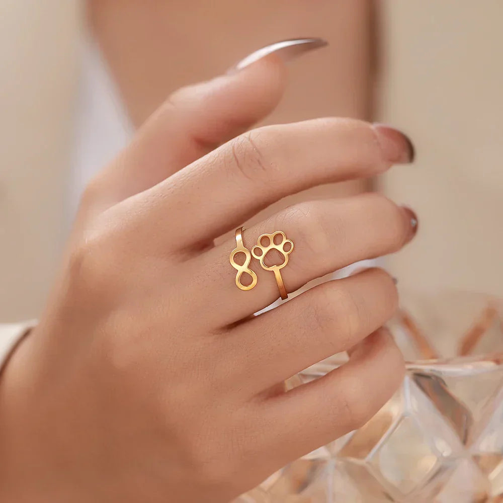 Verstelbare Infinity Poot Ring van RVS – Symbolische Partnerring voor Vrouwen
