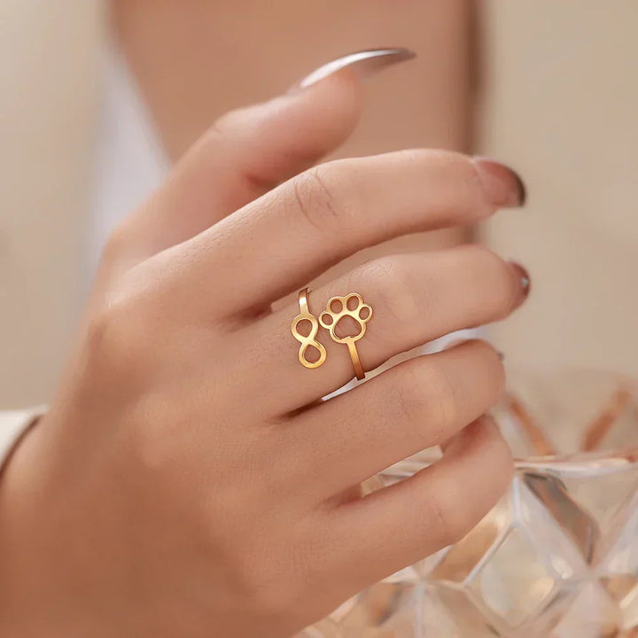 Verstelbare Infinity Poot Ring van RVS – Symbolische Partnerring voor Vrouwen