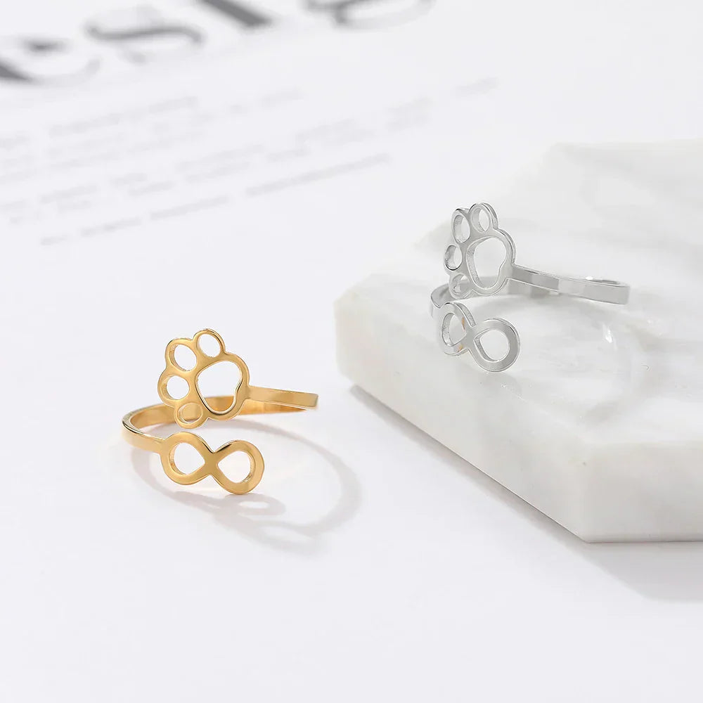 Verstelbare Infinity Poot Ring van RVS – Symbolische Partnerring voor Vrouwen
