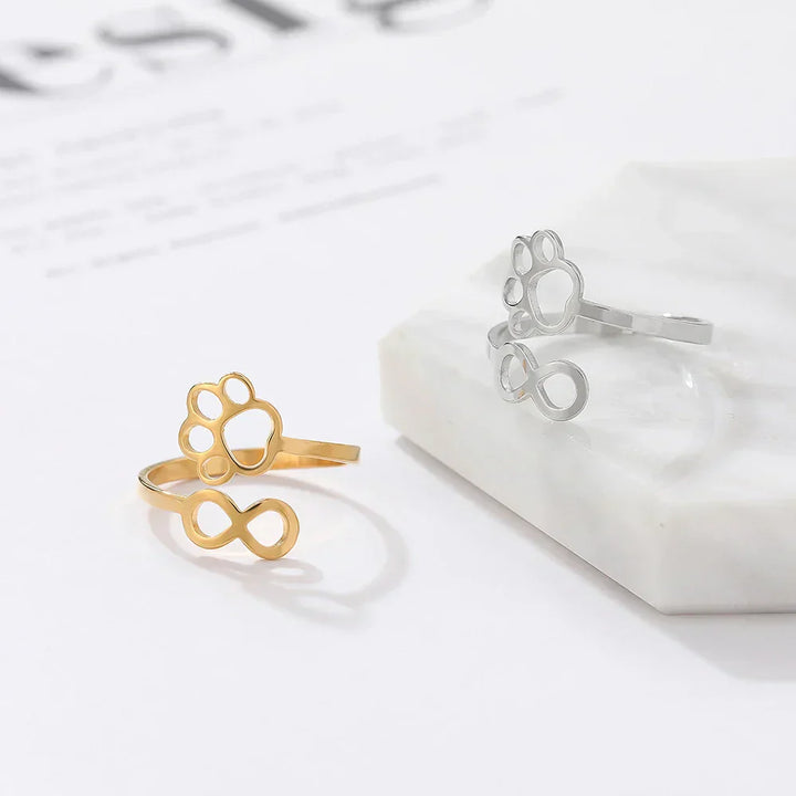 Verstelbare Infinity Poot Ring van RVS – Symbolische Partnerring voor Vrouwen