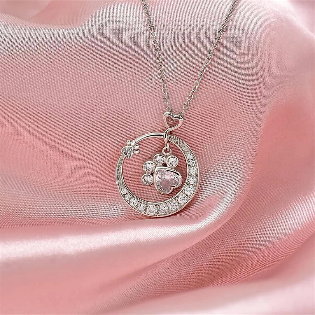 Schattige hondenpootketting van zilver met zirkonia