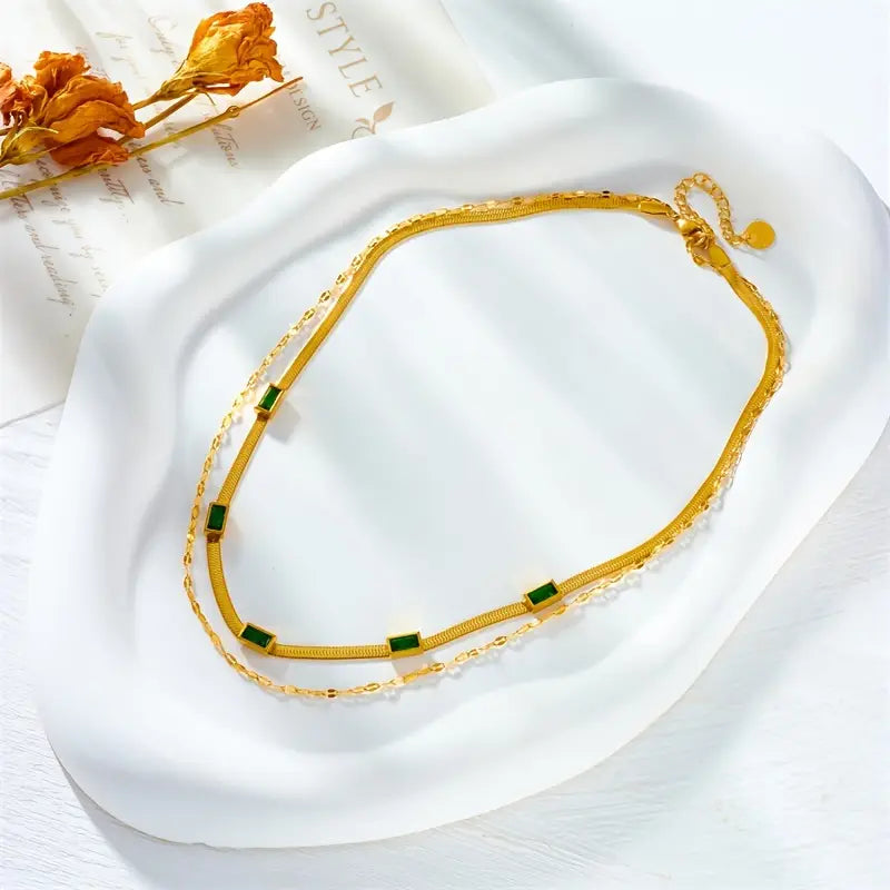 Sorella Gem Dubbel-laags Retro Halsketting | Goud