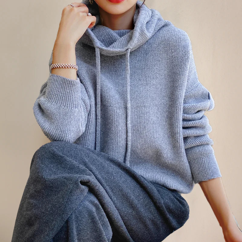 Frederika - Knusse Wool Blend Hoodie Sweater